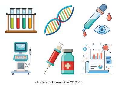 Medical icon vector set hospital elements signs. medicine, ambulance, doctor, nurse, stethoscope, patient, prescription symbol design