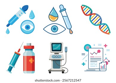 Medical icon vector set hospital elements signs. medicine, ambulance, doctor, nurse, stethoscope, patient, prescription symbol design