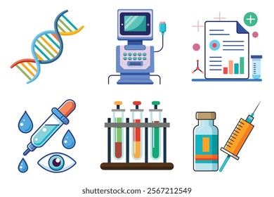 Medical icon vector set hospital elements signs. medicine, ambulance, doctor, nurse, stethoscope, patient, prescription symbol design