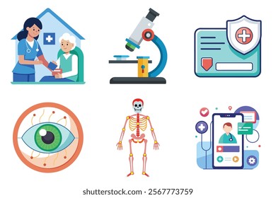 Medical icon vector set hospital elements signs. medicine, ambulance, doctor, nurse, stethoscope, patient, prescription symbol design