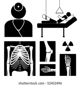 Medical icon with x-ray pictures, doctor and patient, vector illustration