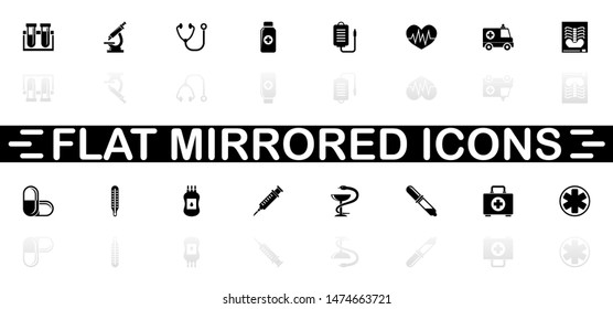 Medical icons - Black symbol on white background. Simple illustration. Flat Vector Icon. Mirror Reflection Shadow. Can be used in logo, web, mobile and UI UX project.