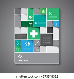 Medical icons. Brochure rectangle template