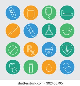 Medical icons, button