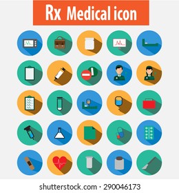 Medical icons button flat design vector.