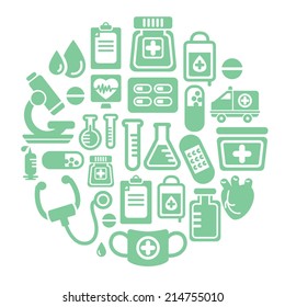 Iconos médicos en forma de círculo