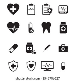 Medical icons collection. Black and simple. Vector set.