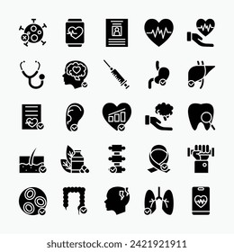Medical icons collection. Health care, clinical, hospital, medicine, disease icons set. vector illustration