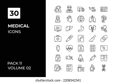 Medical icons collection. Set vector line with elements for mobile concepts and web apps. Collection modern icons.