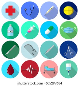 Medical Icons Color Flat Design