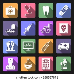 Medical icons, flat design vector