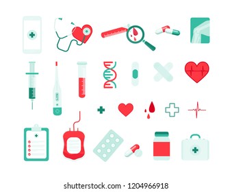 Medical icons.  Flat vector set. Healthcare.
