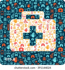 Medical icons in the form of medical bags. Eps8.