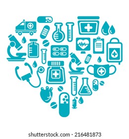 Medical Icons In Heart Shape