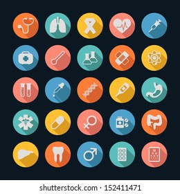 Medical Icons , Long shadow ,  eps10 vector format