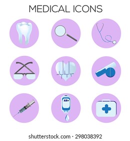 Medical icons on a  background. Vector illustration.
