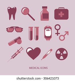 Medical icons on a background. Vector illustration.