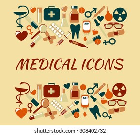 Medical icons on a background. Vector illustration.