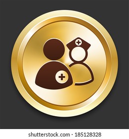 Medical Icons on Gold Button Collection