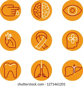 medical icons on orange button 4