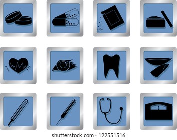 medical icons on square buttons