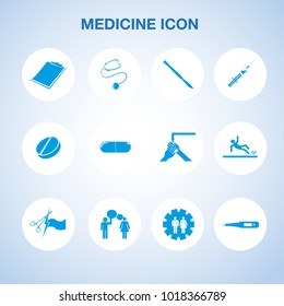 Medical icons on white background. Medicine symbols blue. Vector illustration.