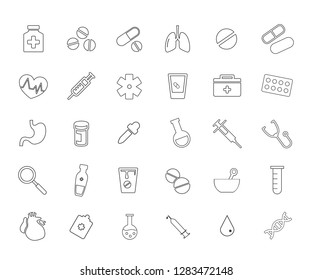 Medical icons on white background. 