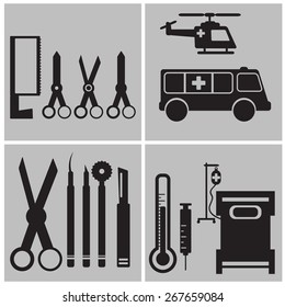 Medical Icons On White Background