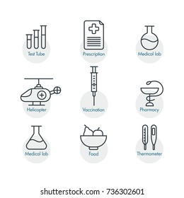 Medical icons on white background. Vector elements