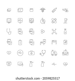 Medical Icons Outline On White Background Stock Vector (Royalty Free ...