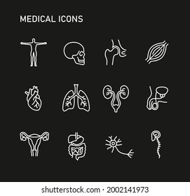 Medical icons, outline simple vector line art set