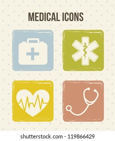medical icons over beige background. vector illustration