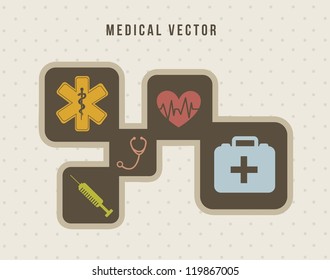 medical icons over beige background. vector illustration
