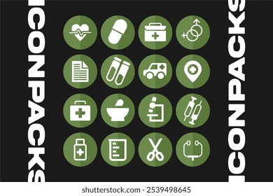 Medical Icons Pack Objekte Flat Vector