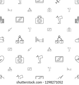 medical icons pattern seamless white background. Included editable line first aid, bed, injection, x ray on display, blod pressure tool icons. medical icons for web and mobile.