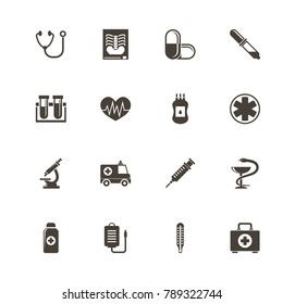 Medical icons. Perfect black pictogram on white background. Flat simple vector icon.