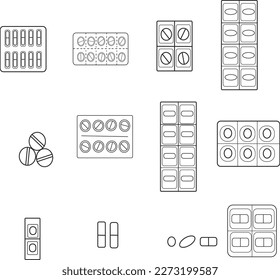 medical icons set. anti biotic, pharmarcy icon medical and anti biotics