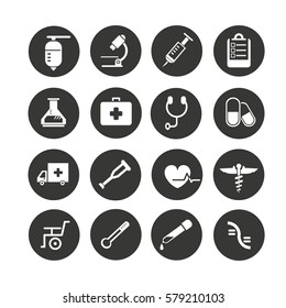 Medical Icons Set In Circle Button Style