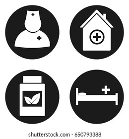 Medical icons set in circle button. Vector illustration