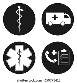 Medical icons set in circle button. Vector illustration