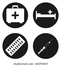 Medical icons set in circle button. Vector illustration