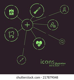 Medical icons set, creative style illustration, vector eps10