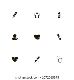 Medical icons set. dropper, doctor, thermometer and stethoscope