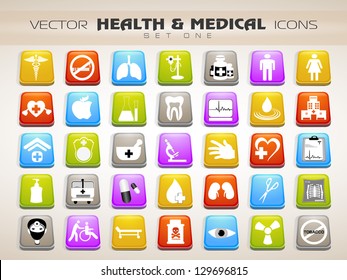 Medical icons set. EPS 10.