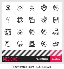 Medical icons set. Healthcare and Medicine thin line vector icons.