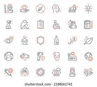 Medical Icons Set. Included Icon As Oculist Doctor, Checklist And Medical Mask Web Elements. Nasal Test, Coronavirus, Difficult Stress Icons. Stress Protection, Covid Test. Vector