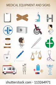 Medical Icons Set - Isolated On Background - Vector Illustration, Graphic Design Editable For Your Design