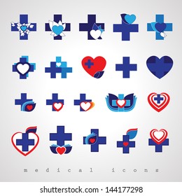 Medical Icons Set - Isolated On Gray Background - Vector Illustration, Graphic Design Editable For Your Design. Medical Logo