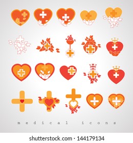Medical Icons Set - Isolated On Gray Background - Vector Illustration, Graphic Design Editable For Your Design. Medical Logo