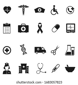 medical icons set isolated on white background, vector Illustration